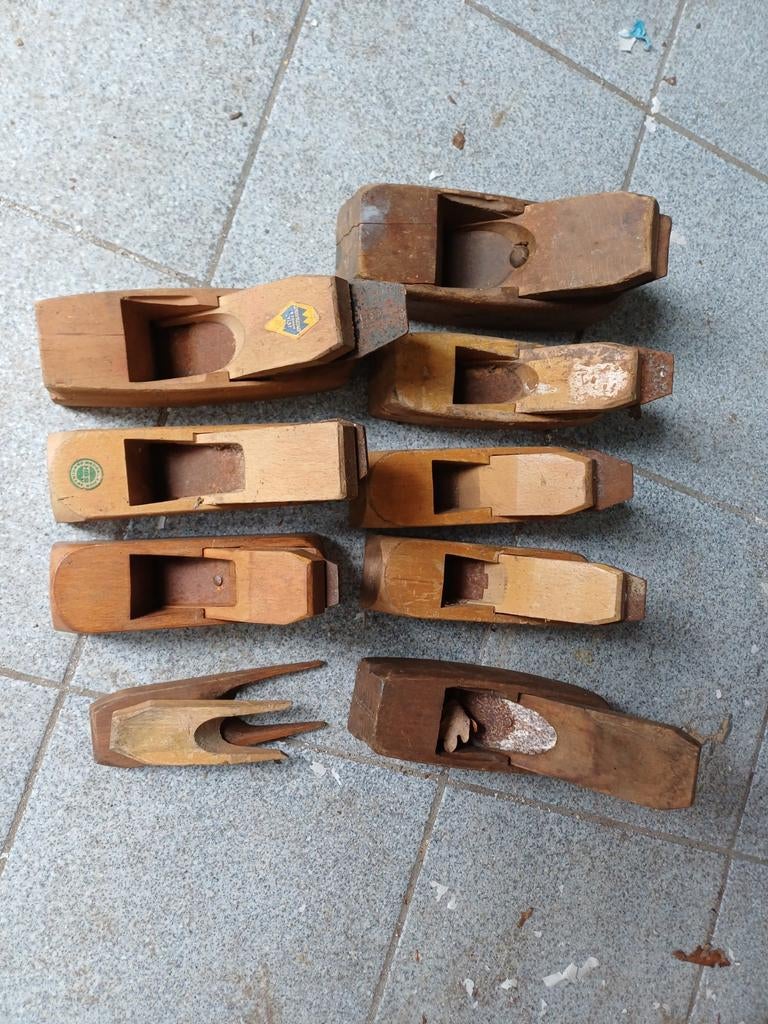 Partij van 8 vintage houten schaven voor houtbewerking, Antiek en Kunst, Ophalen of Verzenden