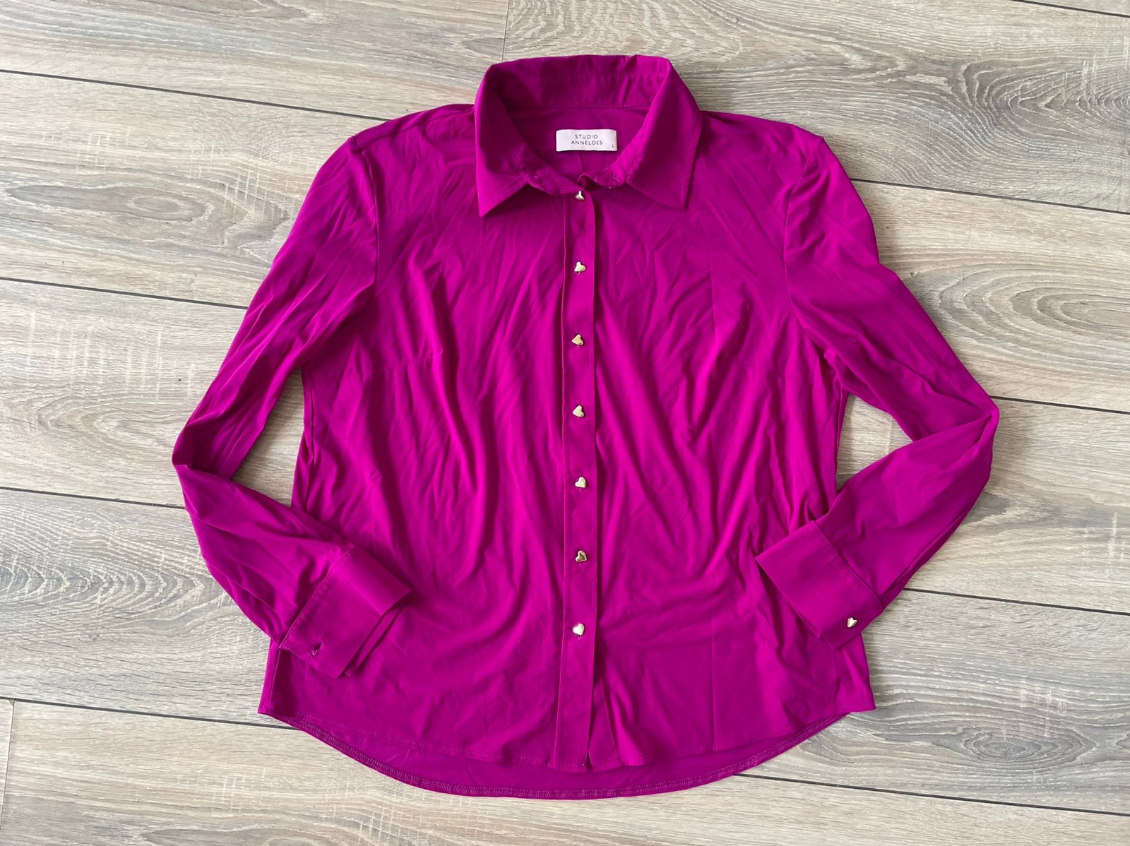 Studio Anneloes Bobby hearts blouse gold magenta travel mt L, Ophalen of Verzenden, Zo goed als nieuw, Maat 42/44 (L), Roze