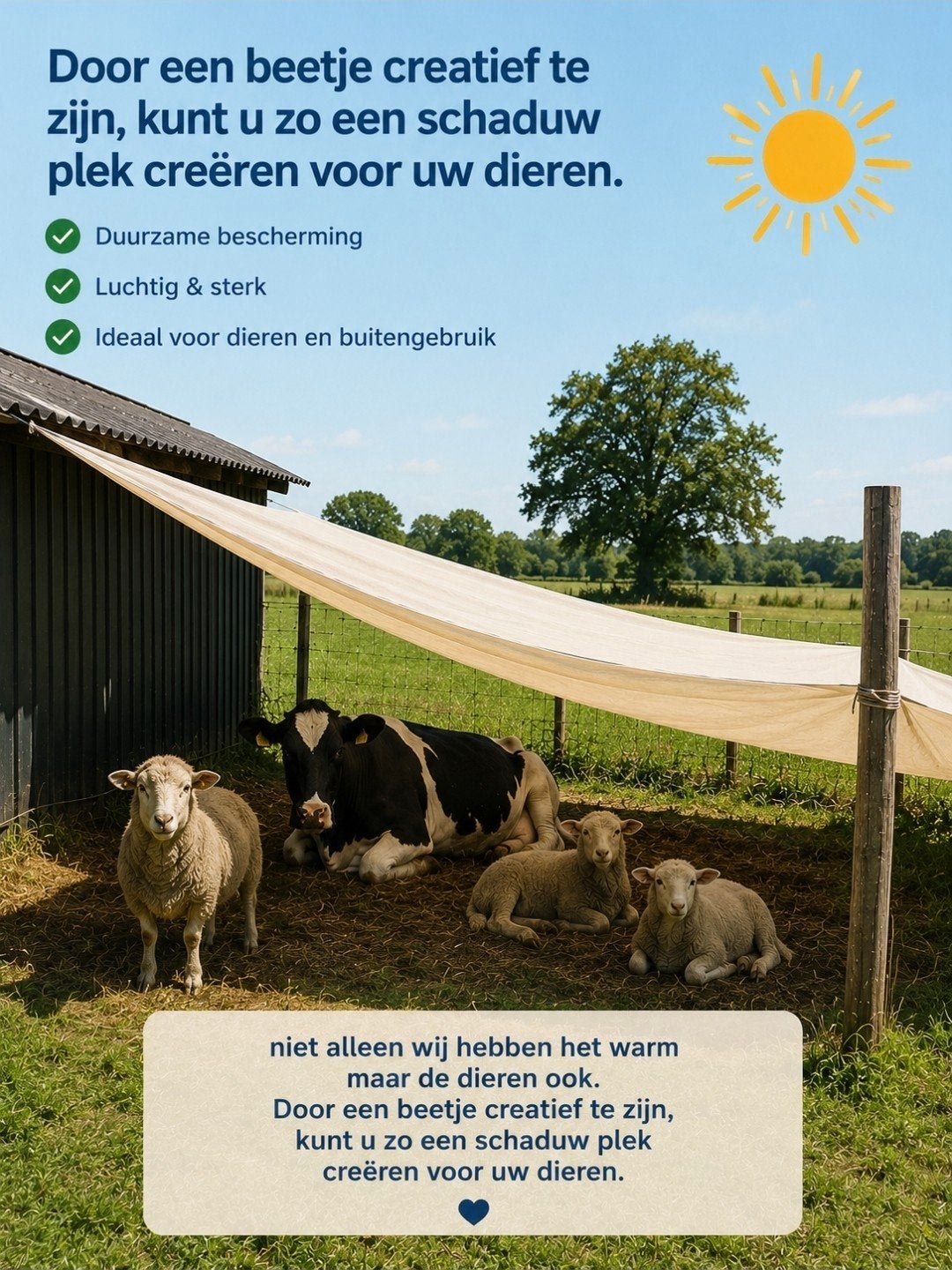 Creëer Verkoeling, schaduw voor uw schapen koeien etc, Dieren en Toebehoren, Ophalen of Verzenden, Nieuw