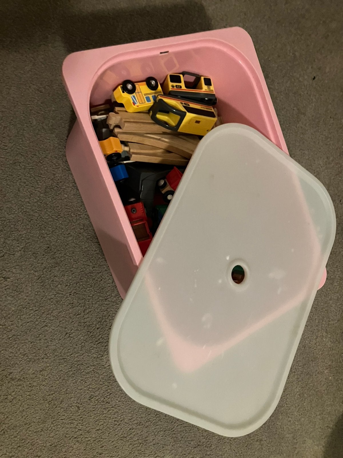 Houten treinbaan met toebehoren!, Ophalen, Gebruikt