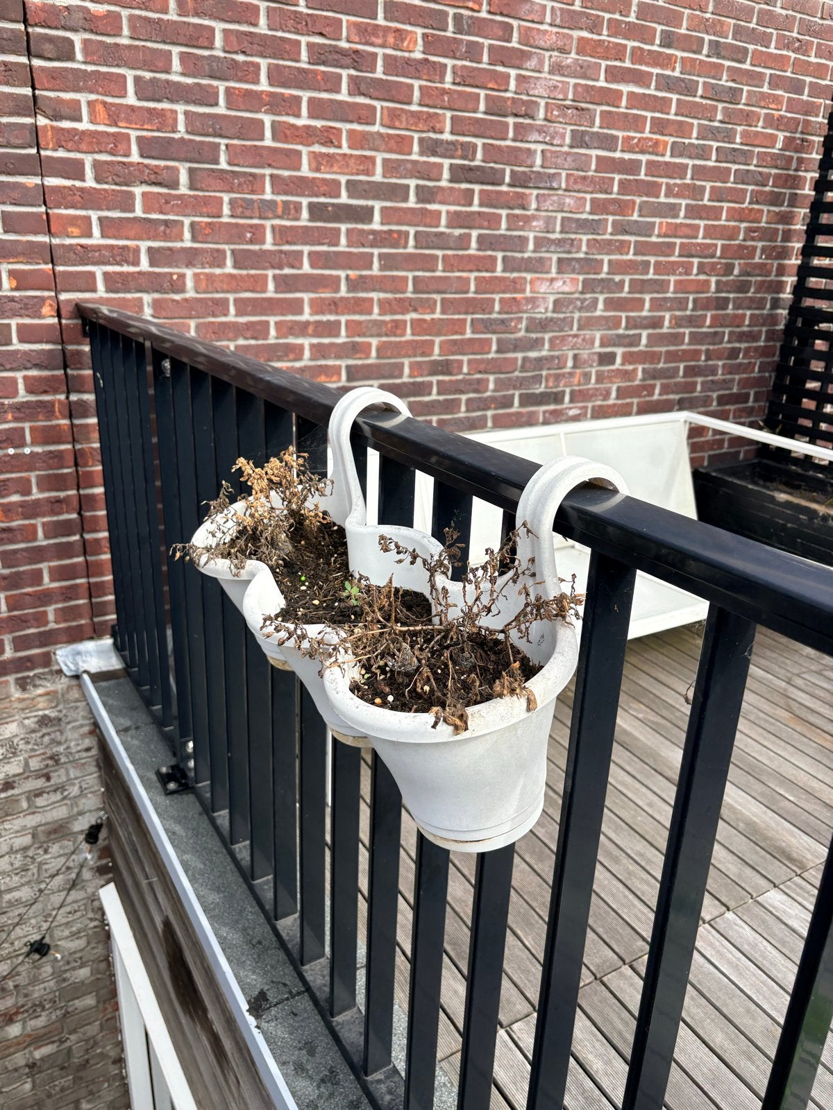 Elho Witte balkon plantenbak met haken, Tuin en Terras, Ophalen, Kunststof, Gebruikt, Balkon