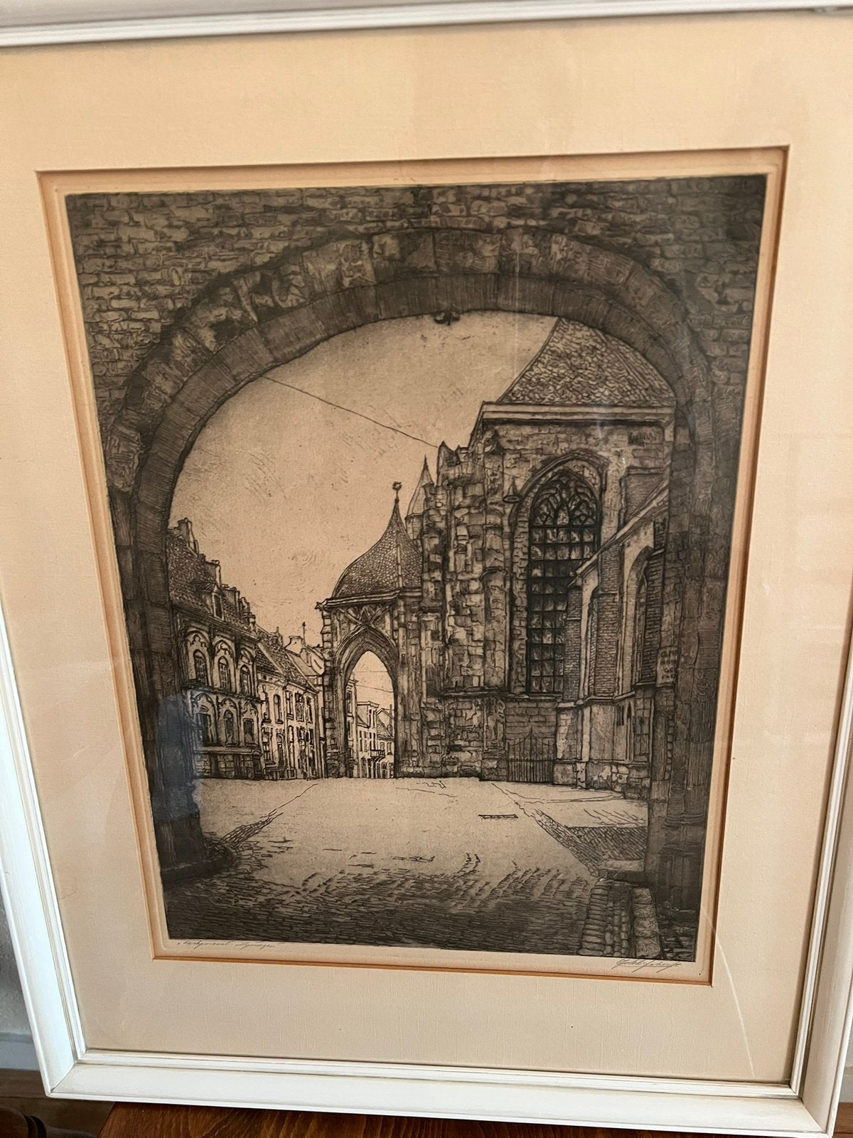 Antieke tekening, ingelijst achter glas. Gemerkt.Uit erfenis, Ophalen of Verzenden, Tekening, Potloodtekening, Achter glas