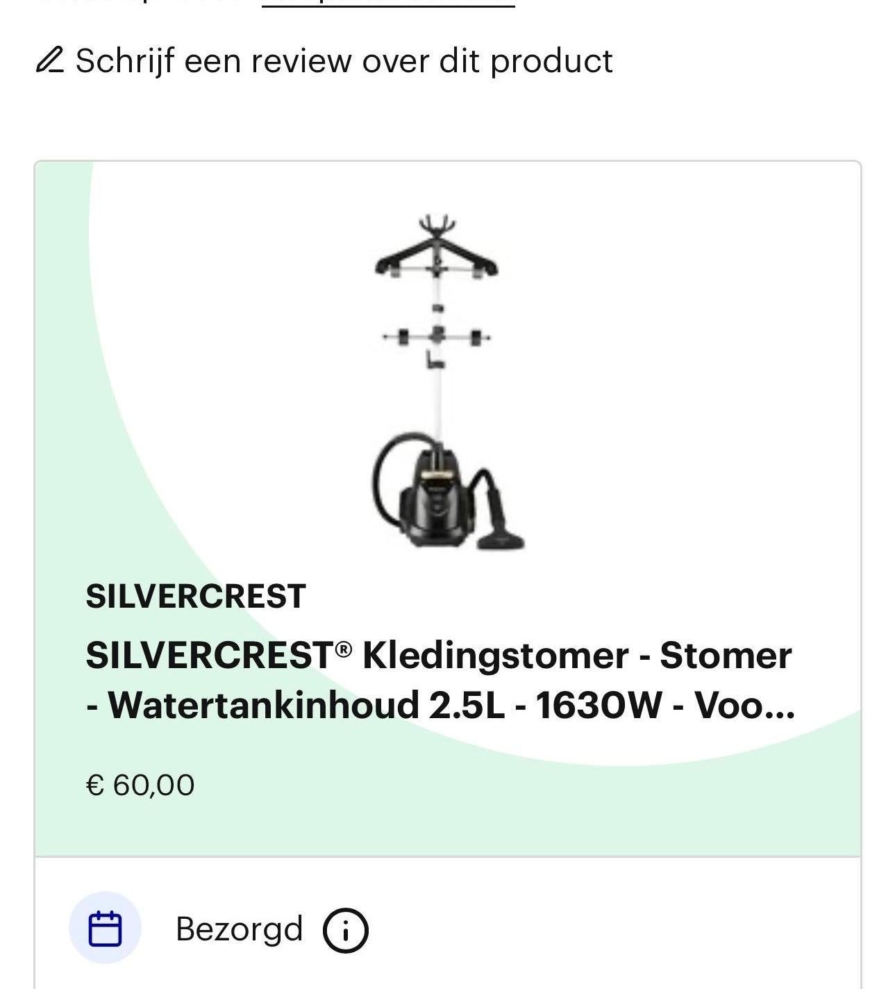 SILVERCREST Kledingstomer - 2.5L - 1630W, Ophalen of Verzenden, Nieuw, Kledingstomer