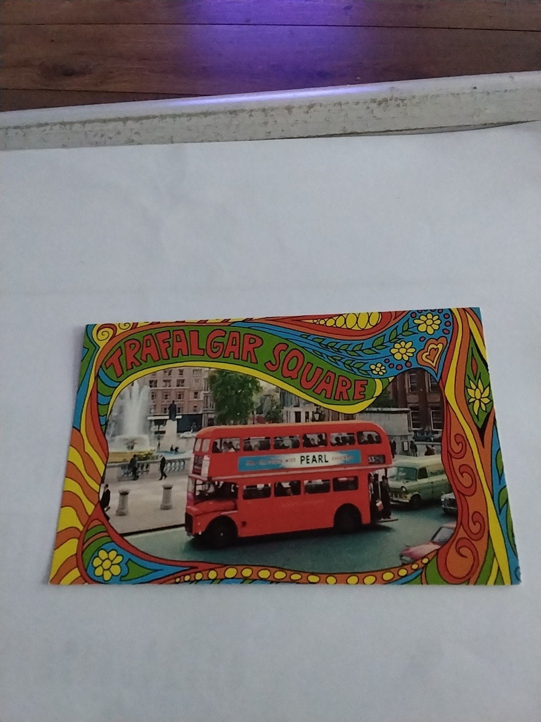 Vintage Ansichtkaart Trafalgar Square Londen Dubbeldekker, Verzamelen, Ophalen of Verzenden, 1960 tot 1980, Ongelopen
