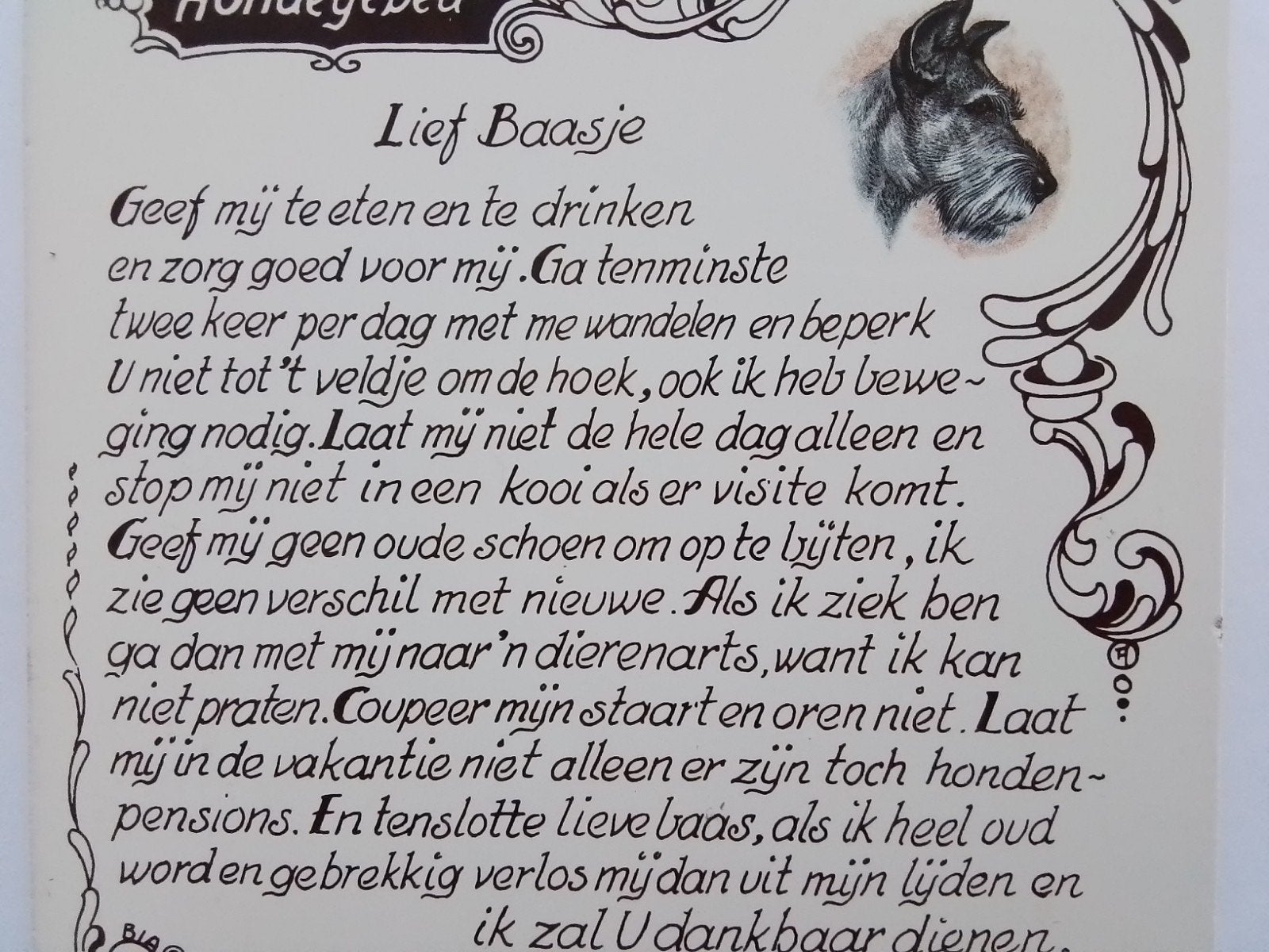 Spreuktegeltje 'Hondegebed' - Lief Baasje, Ophalen of Verzenden