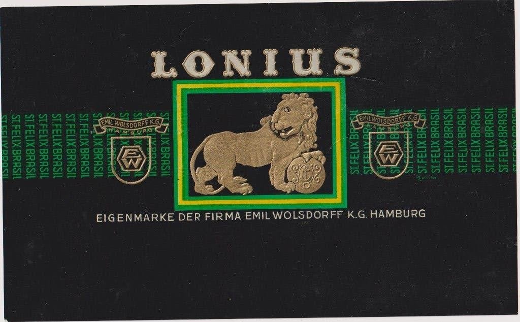 sigarenbanden - etiket - EMIL WOLSDORF - LONIUS, Ophalen of Verzenden, Zo goed als nieuw, Sigarenbandjes