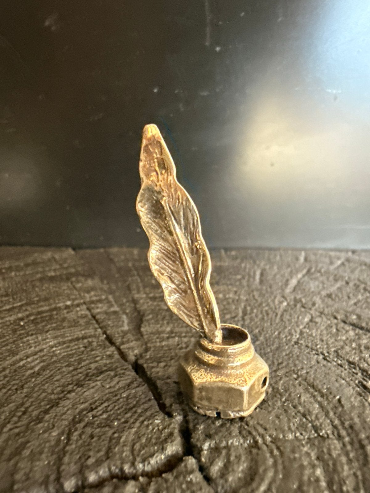 Zilveren Miniatuur Inktpot met Veer - 800 Zilver, Antiek en Kunst, Verzenden, Zilver