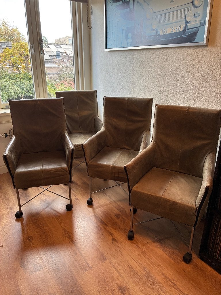 4 Montis Chaplin stoelen olijfgroen, Huis en Inrichting, Ophalen, Gebruikt, Overige kleuren, Vier