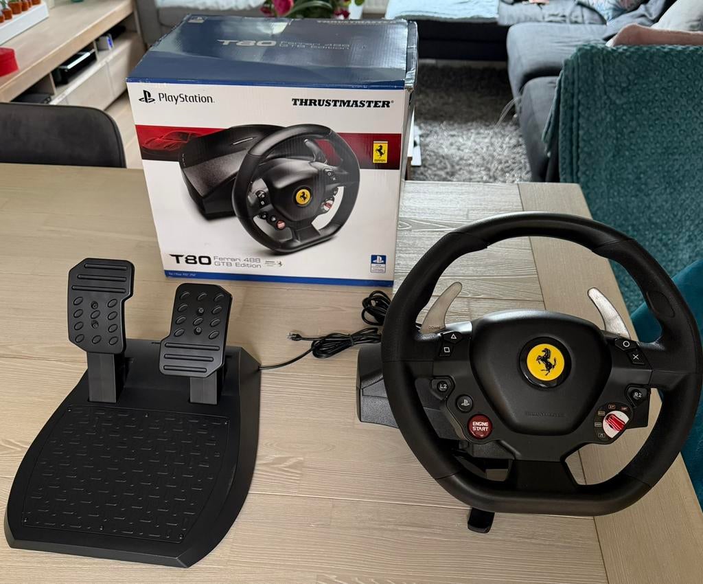 Compleet PlayStation 5 stuur Thrustmaster T80 Ferrari 488, Ophalen of Verzenden