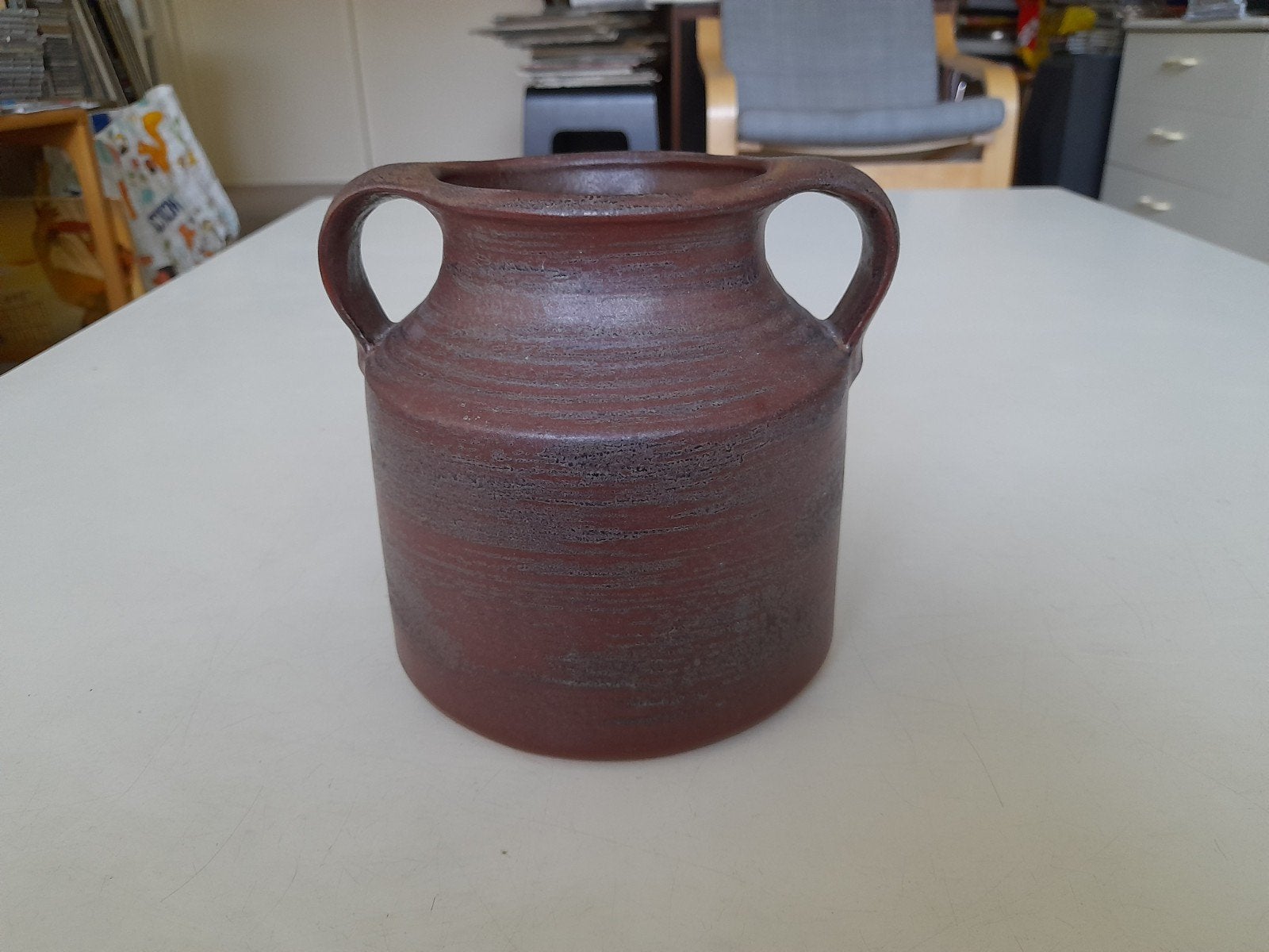 Bruin keramiek pot Brutalist  - nieuwst., Ophalen, Zo goed als nieuw, Overige kleuren
