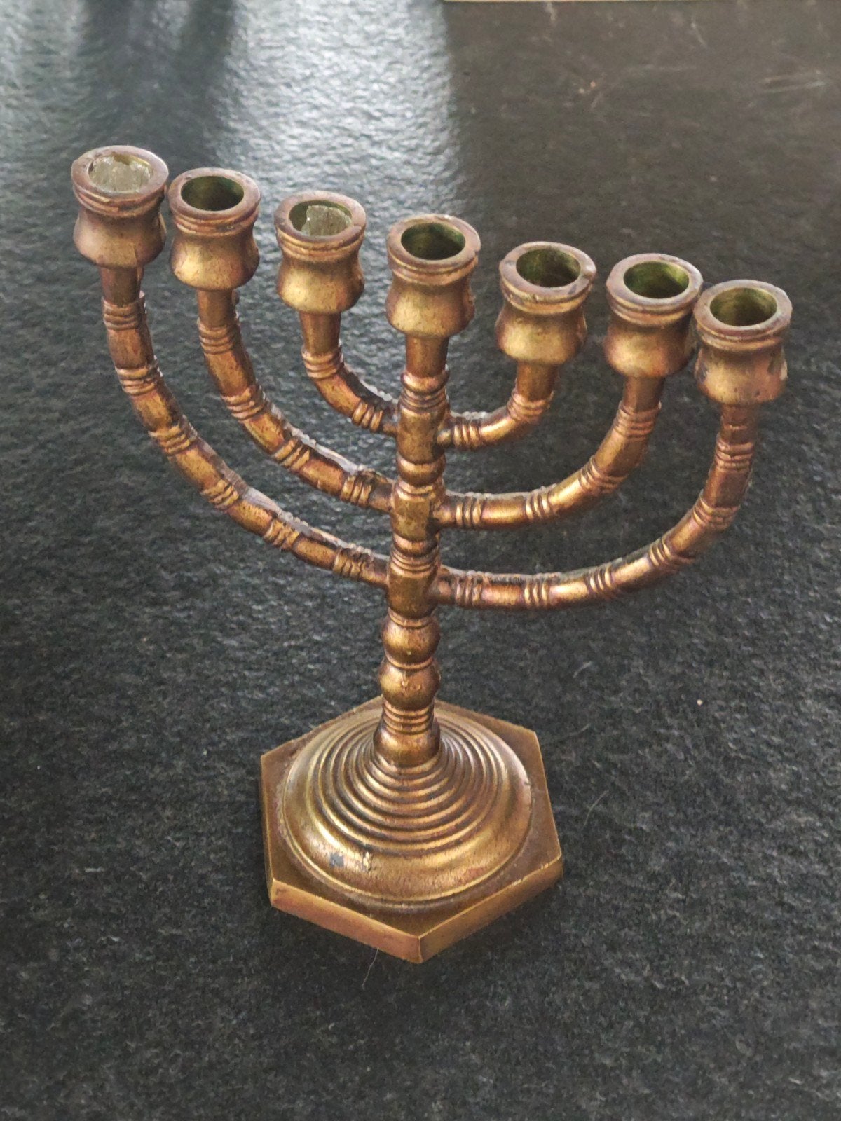 Antieke Bronzen Menora - 25 cm Hoog, Ophalen of Verzenden