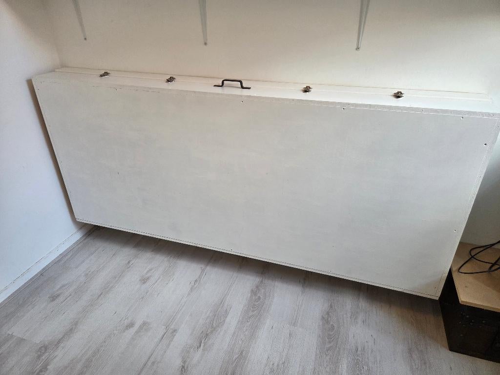 Zelfgemaakt murphy bed, Huis en Inrichting, Ophalen, Gebruikt, Eenpersoons, Wit