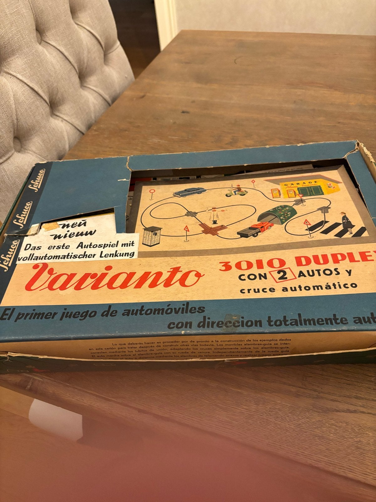 Vintage Schuco Varianto 3010 Duplex Racebaan met 2 Auto's, Ophalen of Verzenden