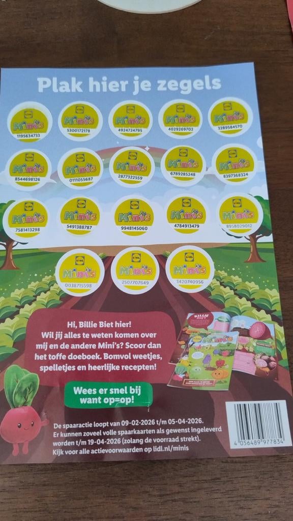 Lidl Mini's spaarkaart - Vol met zegels!, Verzamelen, Ophalen of Verzenden