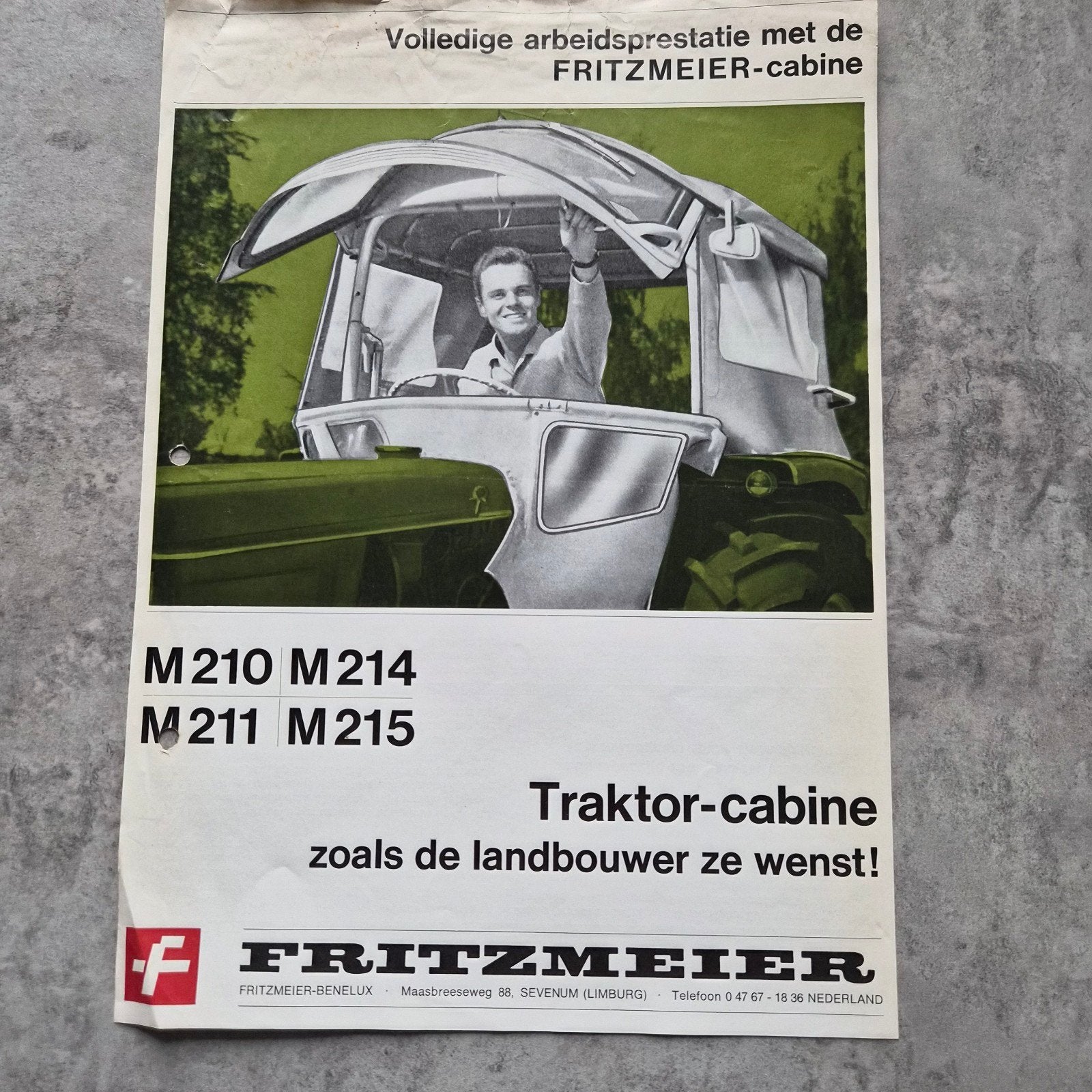 Fritzmeier Tractor Cabine Folder M210 M214 M211 M215, Ophalen of Verzenden, Gelezen, Algemeen, Fritzmeier-Benelux
