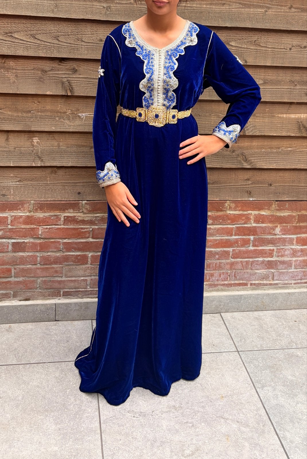 Prachtige Koningsblauwe Marokkaanse Takshita/Kaftan, Ophalen of Verzenden, Zo goed als nieuw, Maat 38/40 (M), Blauw