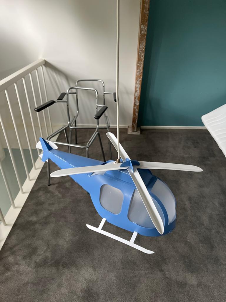 Leuke kunststof kinderlamp helikopter blauw, Ophalen of Verzenden, Gebruikt, Kunststof, Minder dan 50 cm