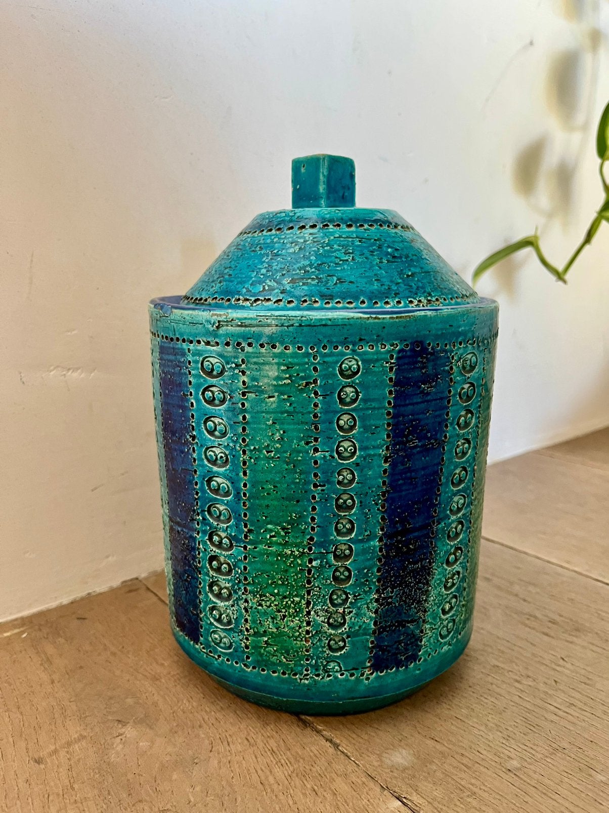 Vintage Bitossi Aldo Londi keramische pot met deksel, Antiek en Kunst, Object, Handgemaakt, Ophalen of Verzenden, Steen/keramiek