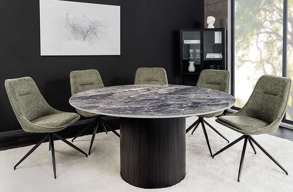 ronde eettafel keramiek grijs 120 cm NIEUW VOORRAAD, Rond, Nieuw, Ophalen of Verzenden, Vier personen
