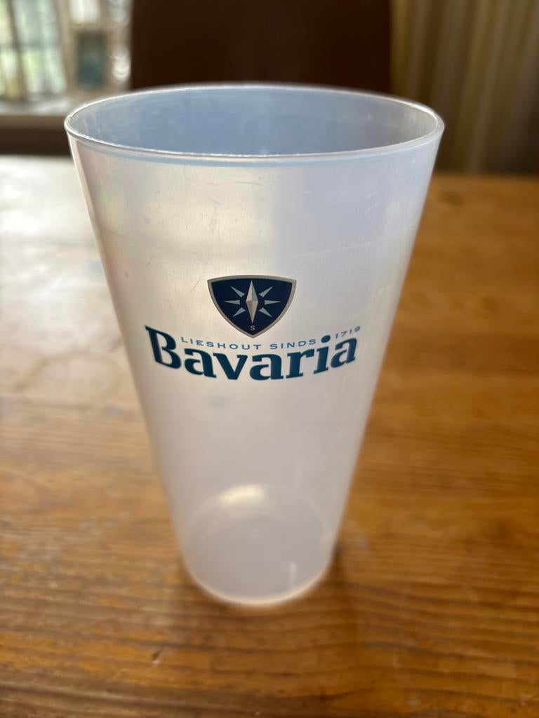 Bavaria bierbeker - Herbruikbare plastic beker voor verzamel, Kunststof, Ophalen of Verzenden, Wit, Overige merken