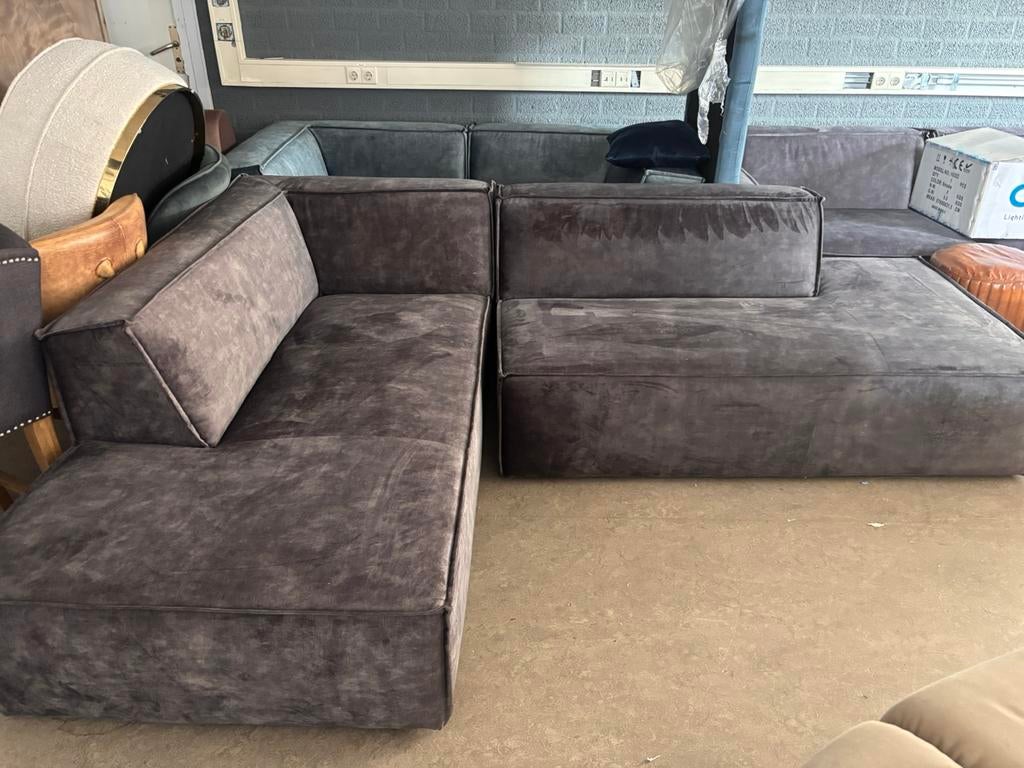 Riviera maison jagger bank hoekbank velvet, Ophalen, Zo goed als nieuw
