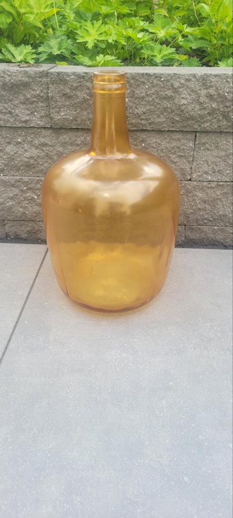 Okergele flesvaas, Overige kleuren, Ophalen of Verzenden, Minder dan 50 cm, Glas