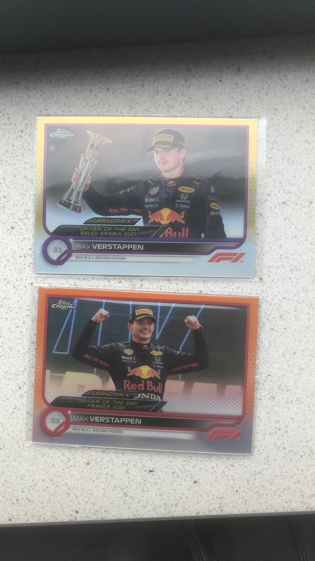 MAX VERSTAPPEN ORANGE & GOLD PURPLE TOPPS CHROME F1, Ophalen of Verzenden, Zo goed als nieuw, Plaatje