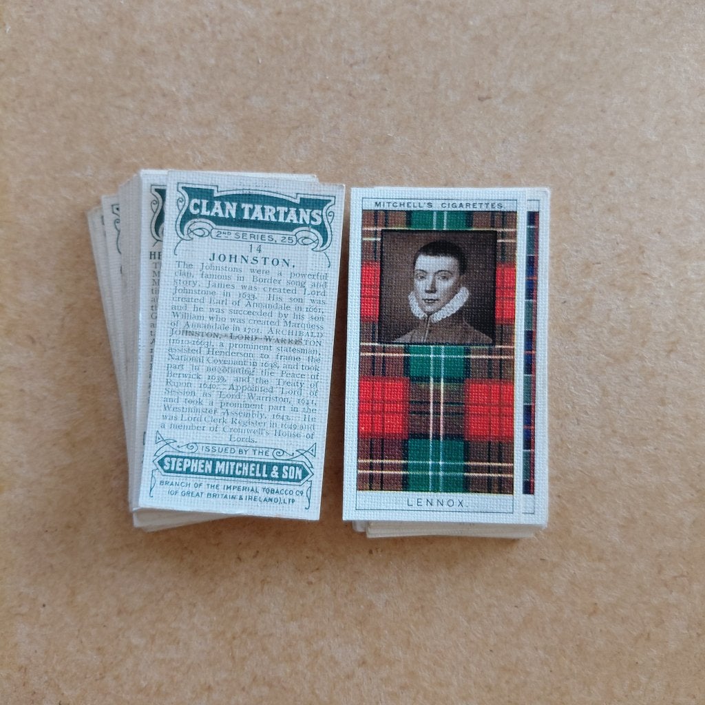 Clan Tartans 2nd series set 25 cigarette cards Mitchell, Ophalen, Gebruikt