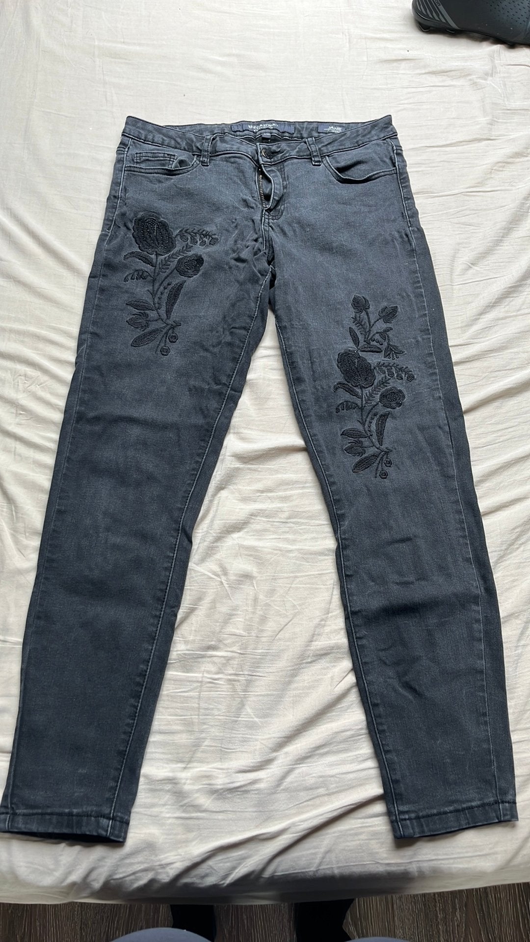 Broadway Jane Skinny Jeans met bloemenborduursel, Ophalen of Verzenden, Gedragen, Zwart, Overige jeansmaten