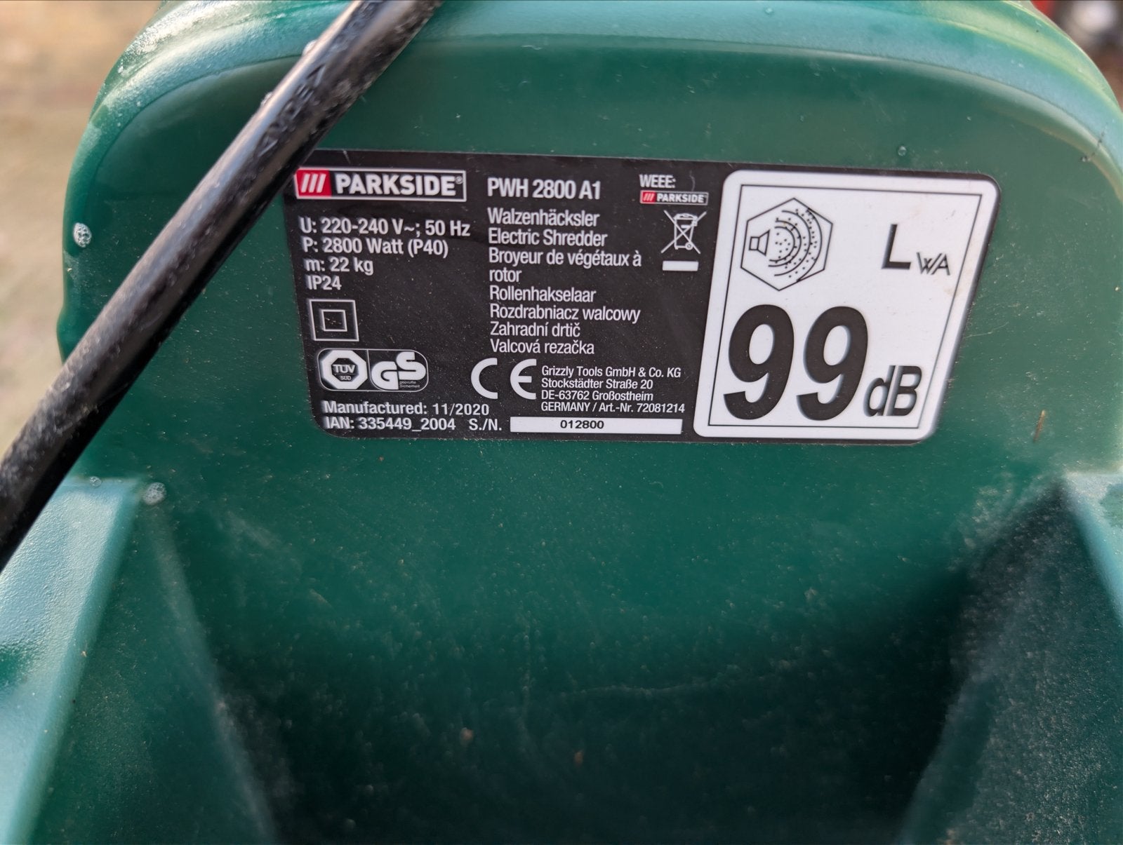 Parkside PWH 2800 A1 Elektrische Hakselaar met Opvangbak, Tuin en Terras, Ophalen, Gebruikt, Elektrisch, Met opvangbak