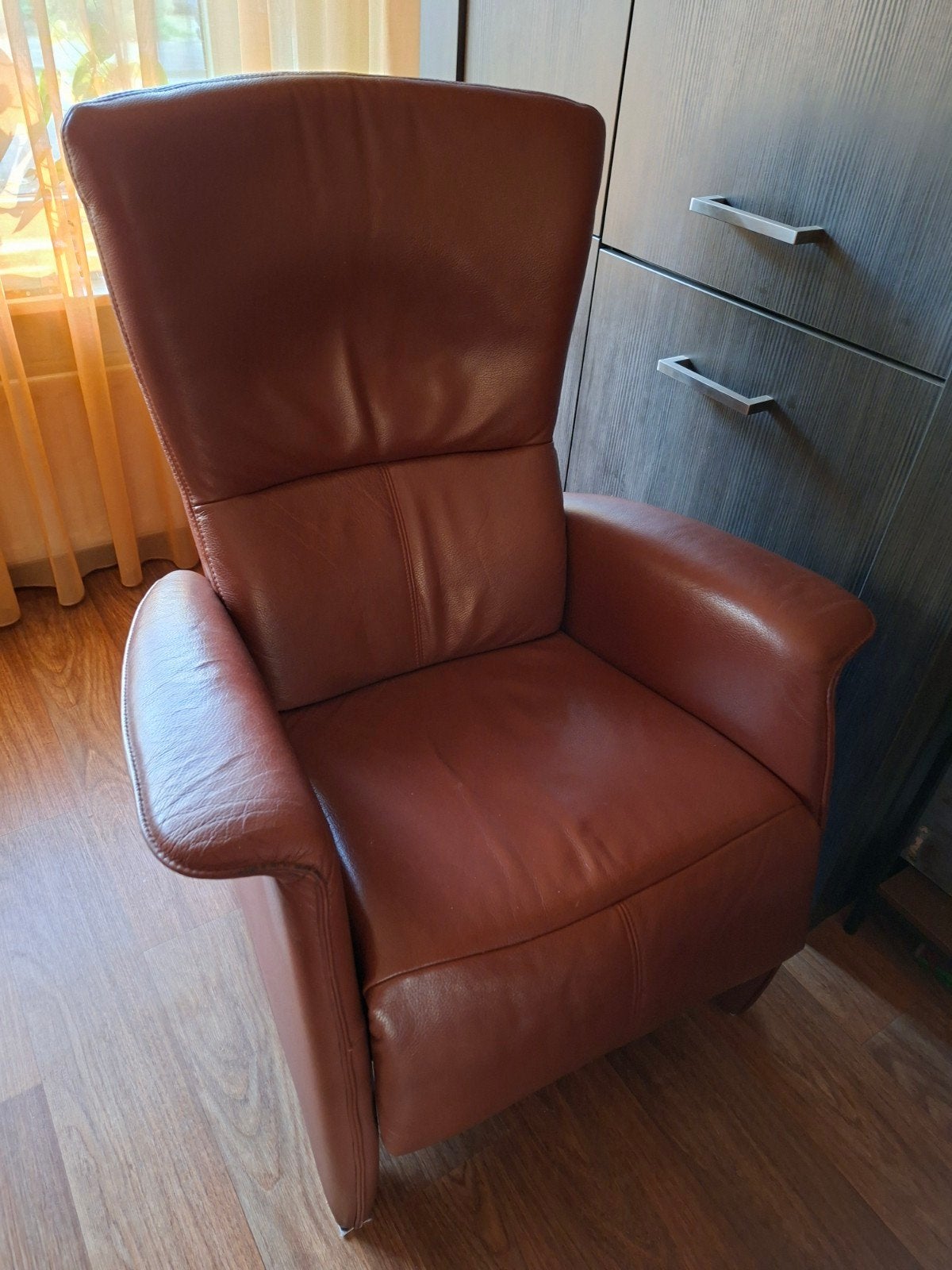 bruine relaxfauteuil igst, Huis en Inrichting, Ophalen, Gebruikt, 50 tot 75 cm, Leer