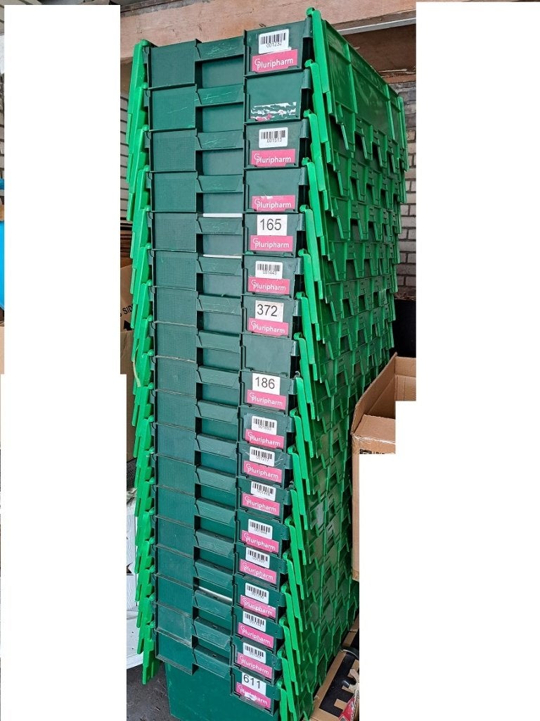 11 Allibert opbergkratten met schaardeksel., Ophalen, Gebruikt, 60 cm of meer, Minder dan 35 cm