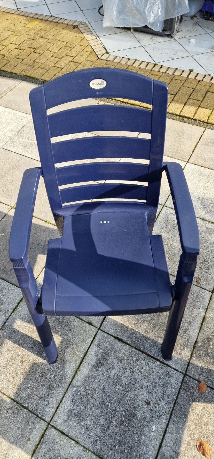 Hartman tuinstoelen 4 st blauw, Ophalen of Verzenden, Zo goed als nieuw, Kunststof