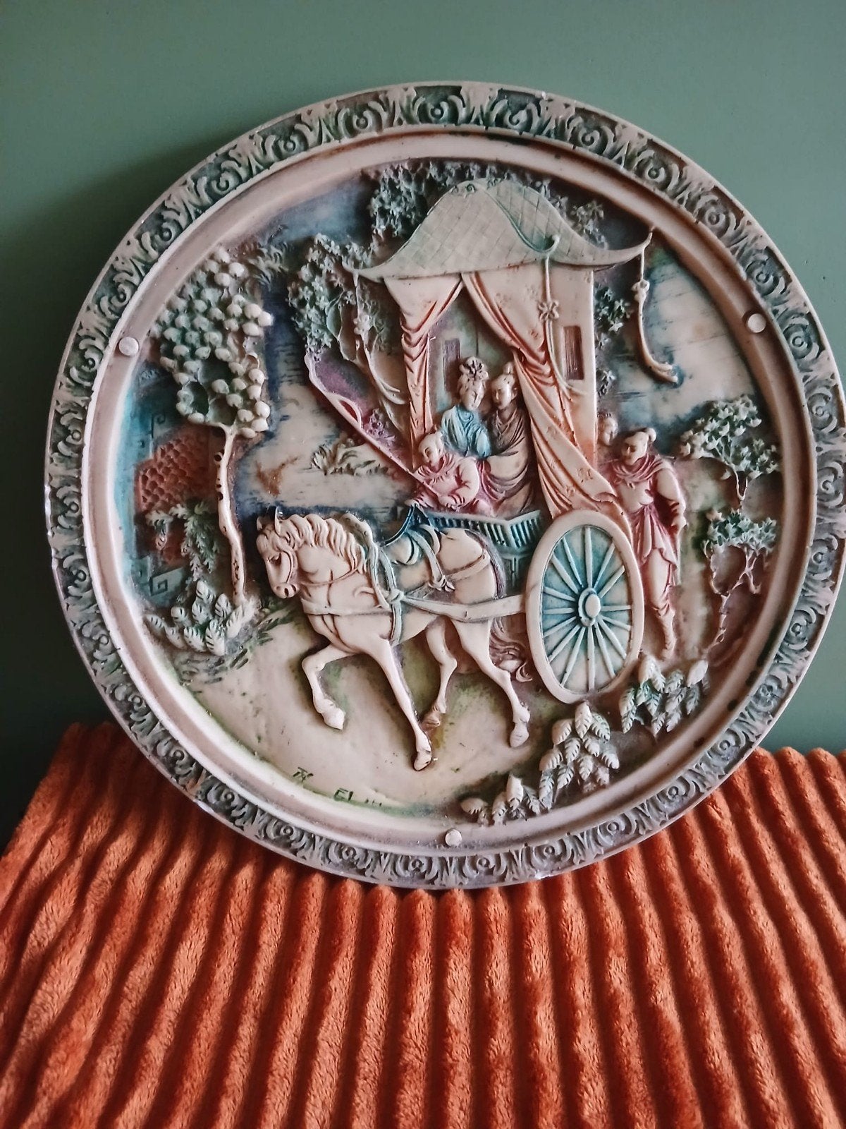 Decoratief Bovenblad met Oosters Tafereel - Paard en Koets, Antiek en Kunst, Ophalen