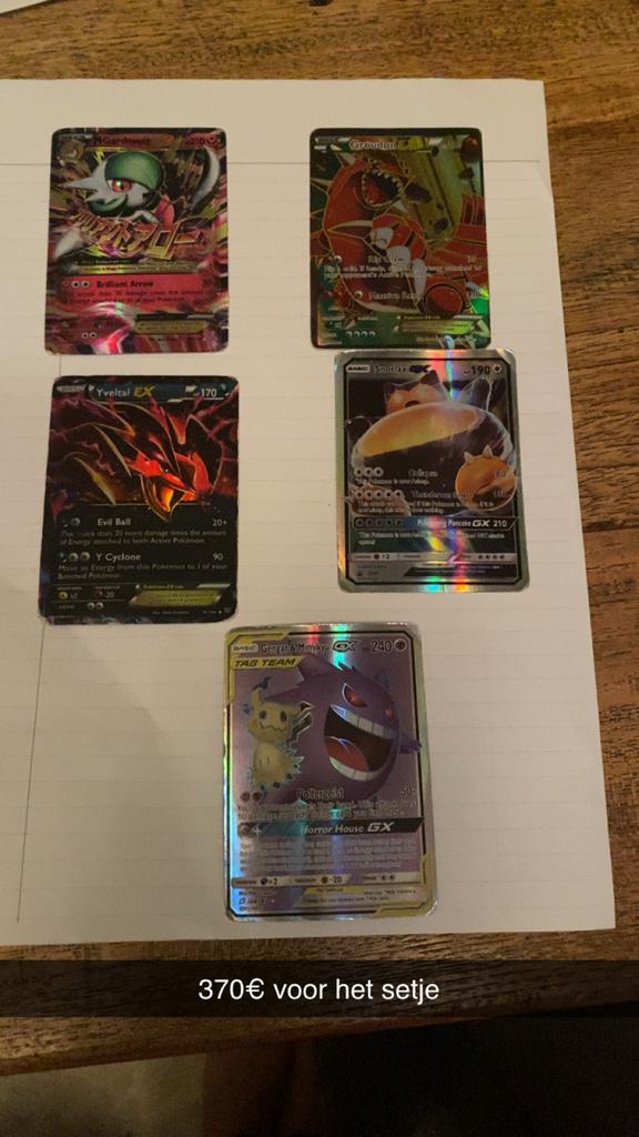 Pokémon kaarten set - Gardevoir, Krookodile, Yveltal, Snorla, Ophalen of Verzenden, Gebruikt, Meerdere kaarten, Foil
