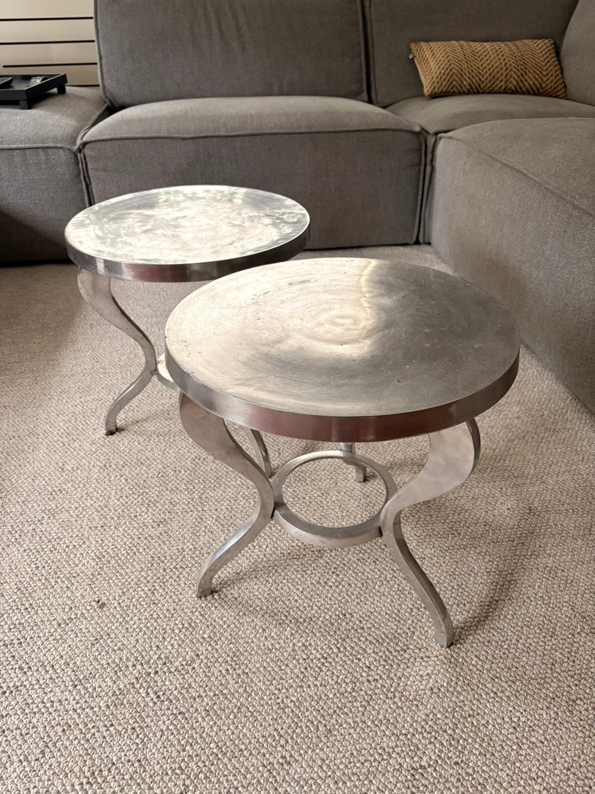 2 bijzettafels zilver kleurig, Ophalen, Minder dan 45 cm, Minder dan 55 cm, Stoer