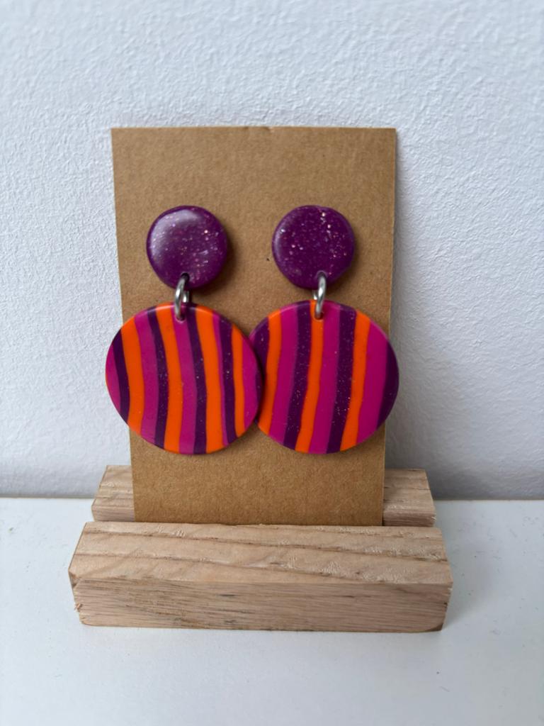 Opvallende oorbellen, Sieraden, Tassen en Uiterlijk, Oorbellen, Overige materialen, Hangers, Paars, Nieuw