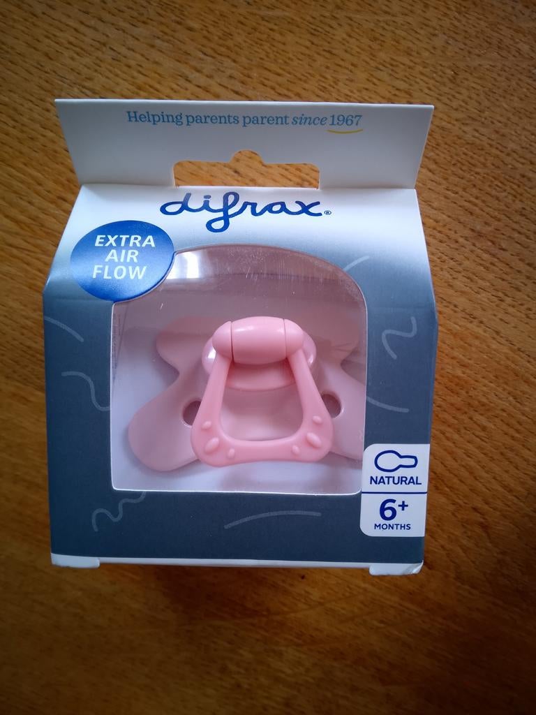 Difrax fopspeen Natural 6+ maanden - Roze, Ophalen, Nieuw