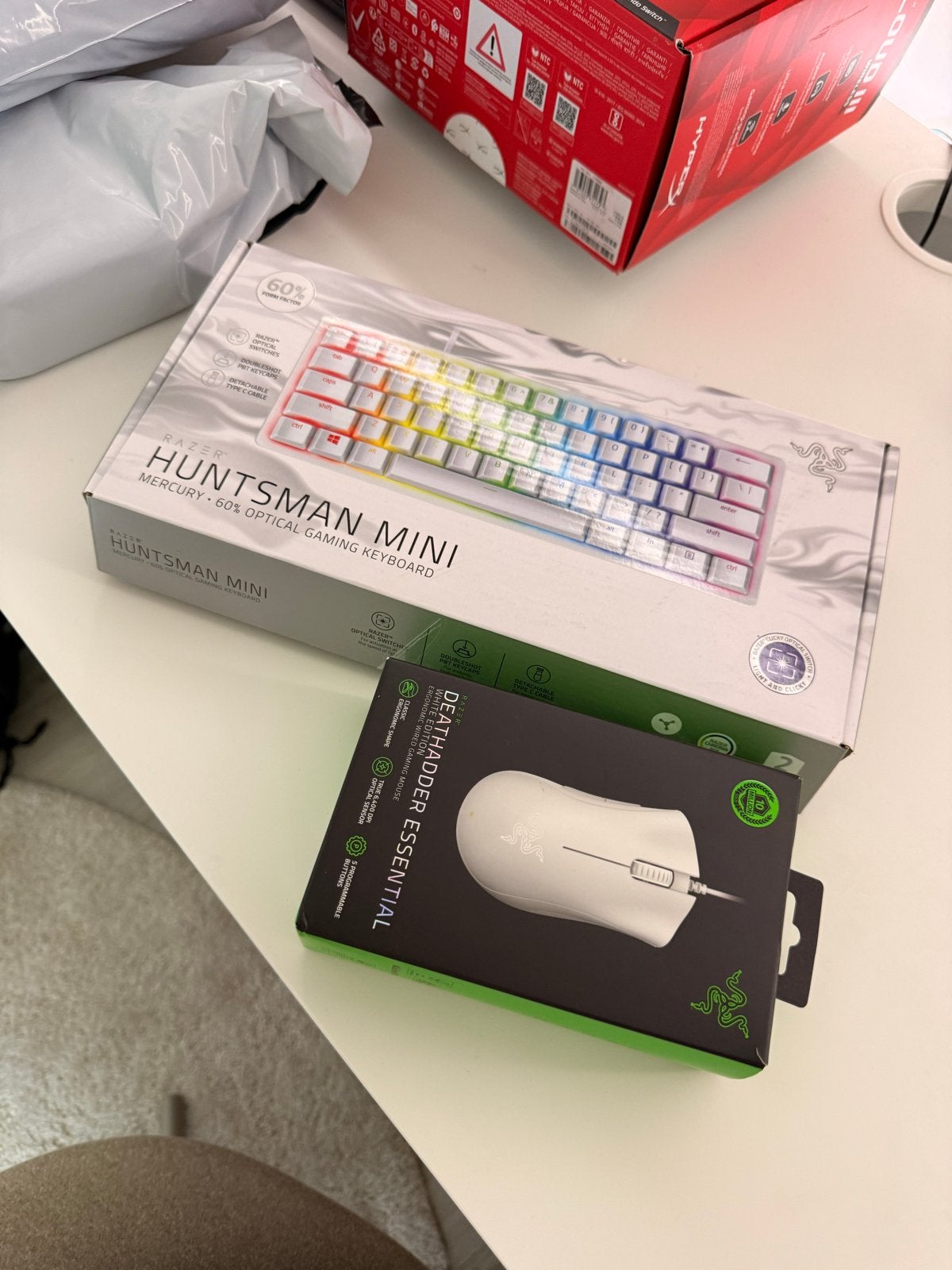 Razer Huntsman Mini Toetsenbord & Deathadder Muis - Wit, Ophalen of Verzenden, Zo goed als nieuw