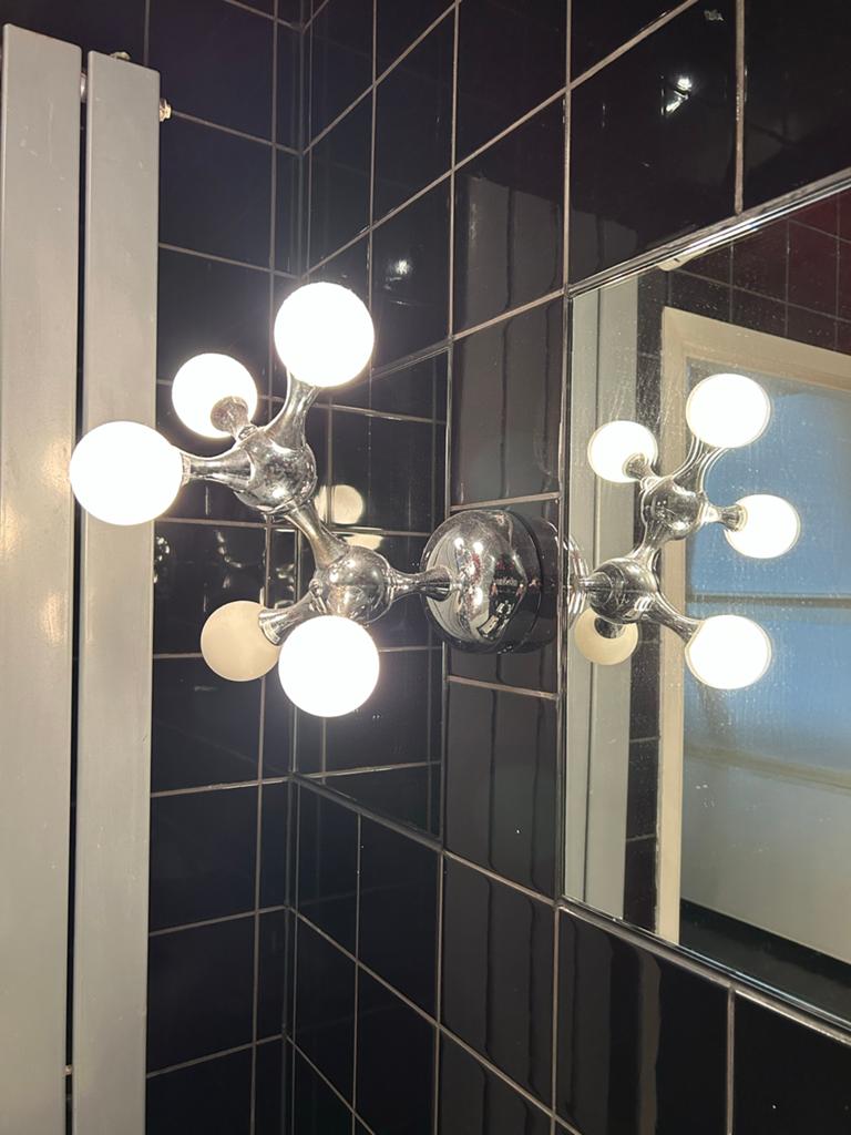 2 Sputnik Plafondlamp/Wandlamp, Ophalen of Verzenden, Gebruikt, Metaal
