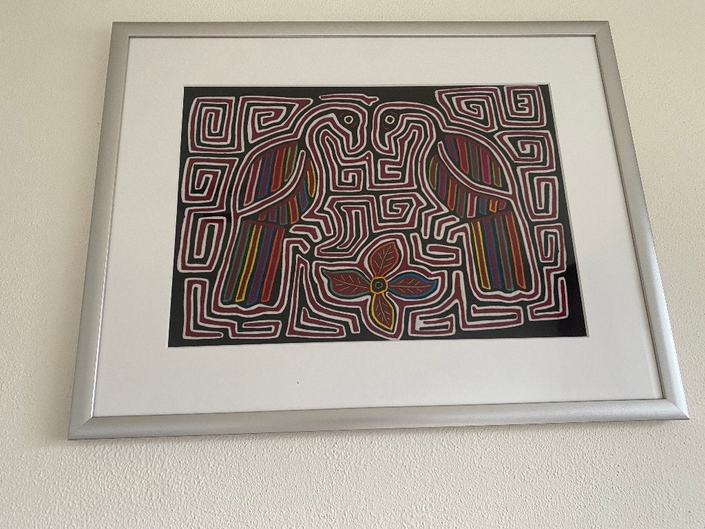 Mola kuna kunst uit Panama, Antiek en Kunst, Ophalen, Ingelijst, Overige herkomsten, Schilderij