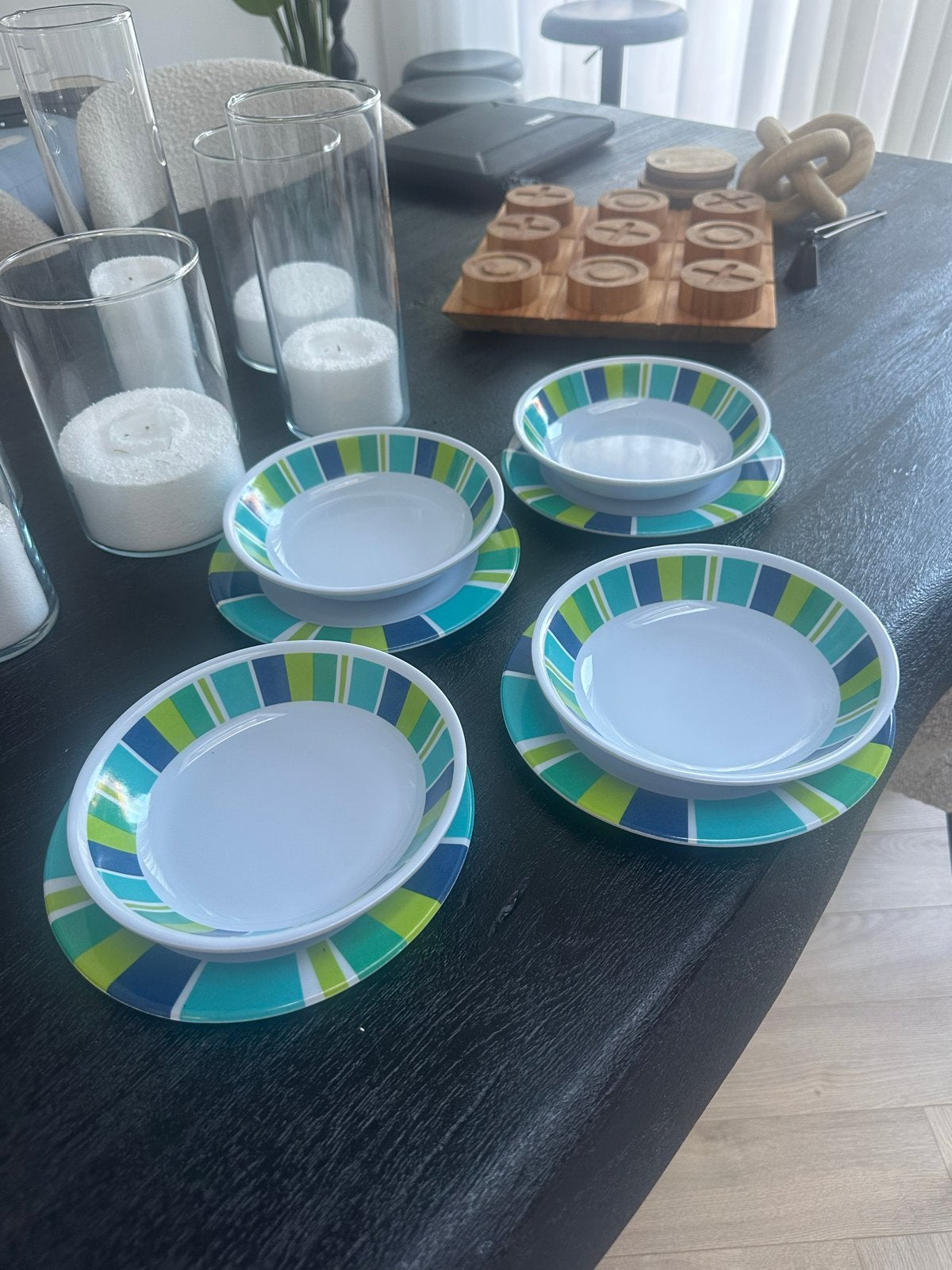 Melamine Camping Servies - 4 Borden, 4 Diepe Borden, Ophalen of Verzenden, Gebruikt