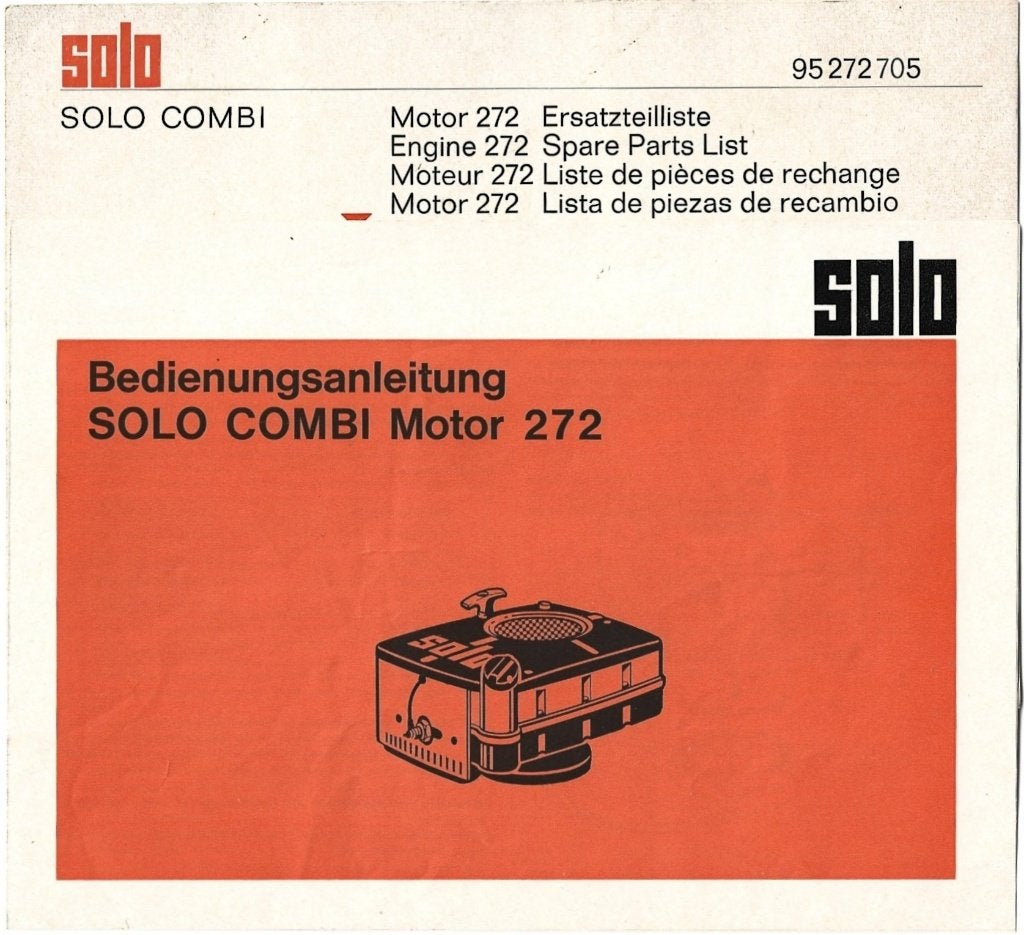 Solo Combi Motor 272 handleiding + spare parts list, Verzenden, Zo goed als nieuw, Tractor en Landbouw