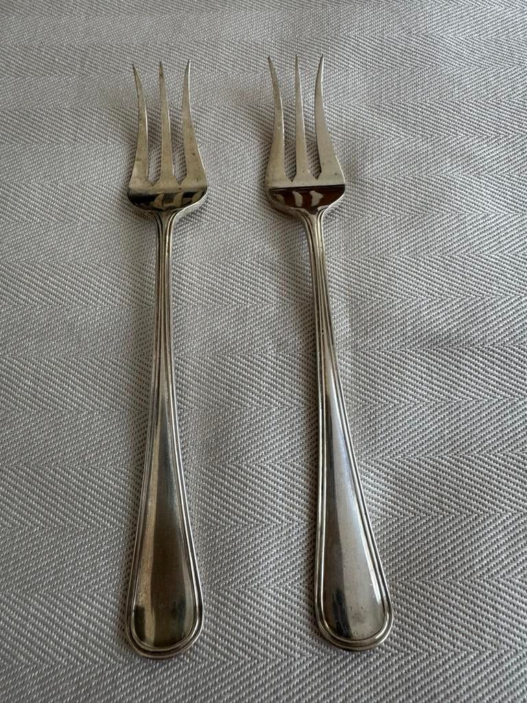 Antieke zilveren zuurvorken 'Rondfilet' - J.A.A. Gerritsen, Ophalen of Verzenden, Zo goed als nieuw, Mdf, Plinten