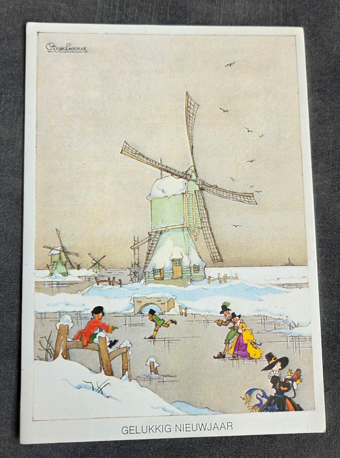 Molens in de sneeuw - Barbara van Kampen, Verzenden, 1960 tot 1980, Gelopen, Feest(dag)
