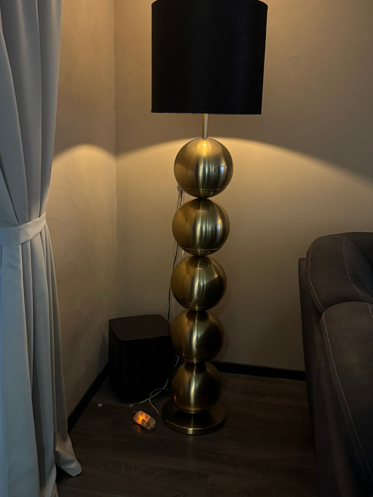 Goud bollenlamp met zwarte croco lampenkap, Huis en Inrichting, Ophalen, Zo goed als nieuw, Minder dan 100 cm