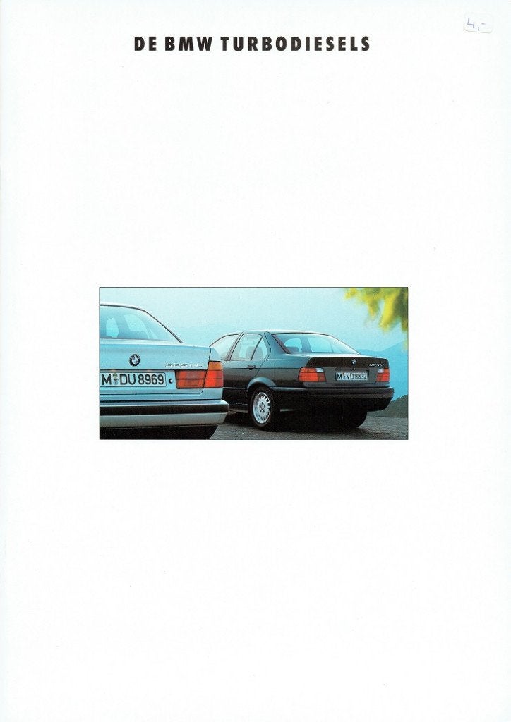 Folder BMW 3-serie en 5-serie Turbodiesel (1992), Verzenden, Zo goed als nieuw, BMW