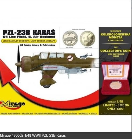 Mirage-Hobby 480002 PZL-23B Karaś 64. Eskadra Liniowa, 6. Pu, 1:32 tot 1:50, Nieuw, Ophalen of Verzenden, Italeri