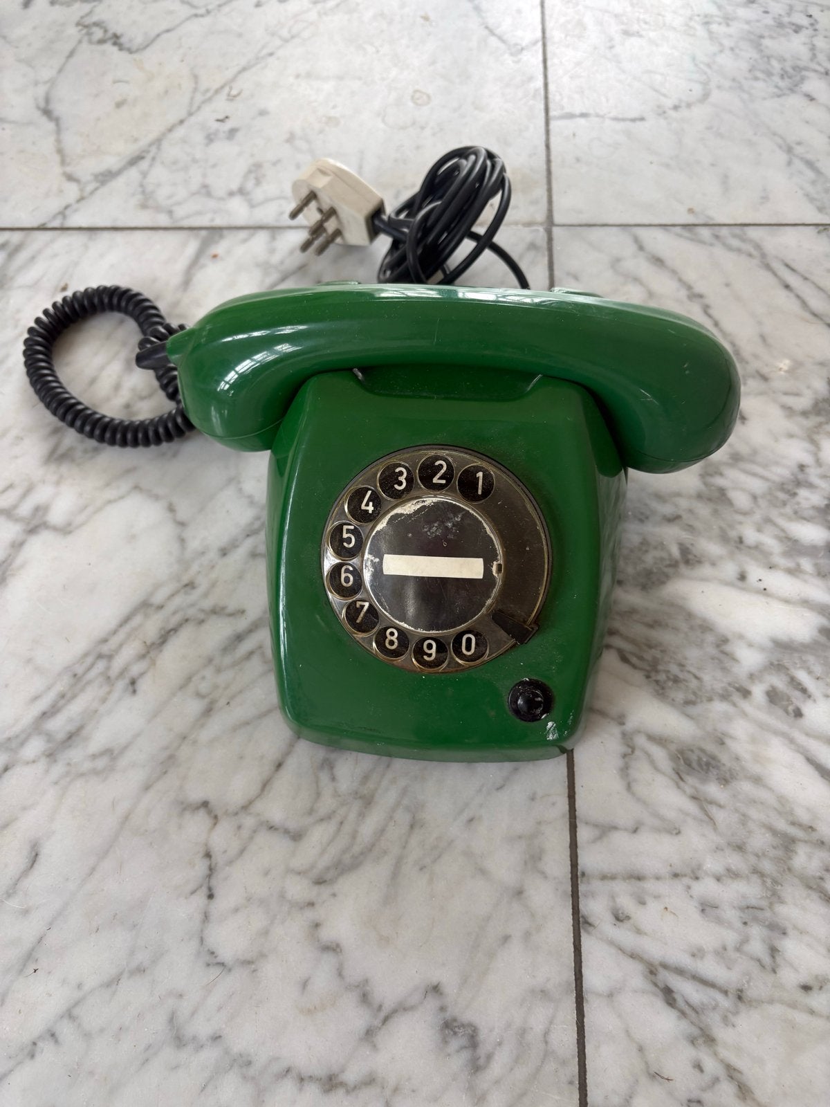 Vintage Groene Draaischijf Telefoon - Retro Design, Ophalen, Gebruikt, Met draaischijf