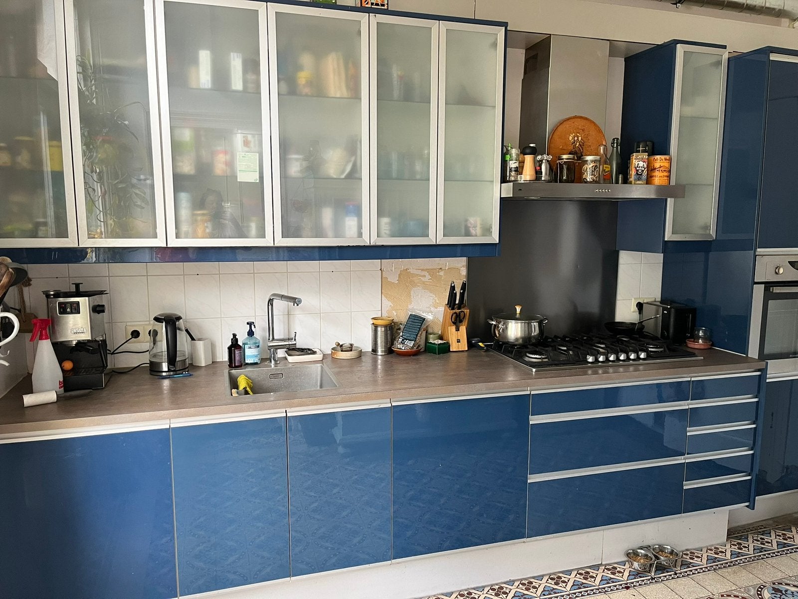 Ikea keuken met apparatuur, Ophalen, Gebruikt, Blauw, Enkelwandige keuken